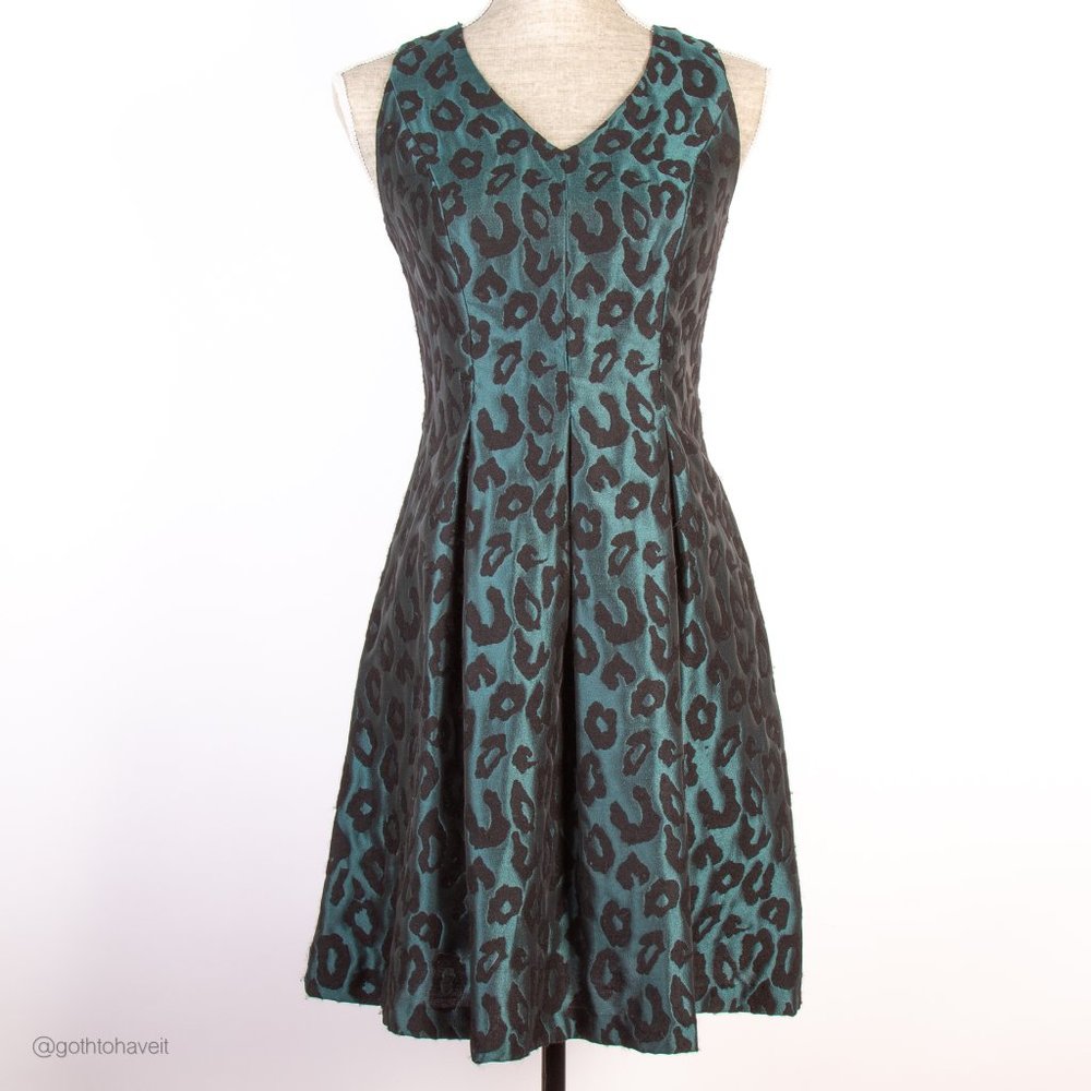 Maggy London Teal Leopard Print Dress - Picture 2 of 11